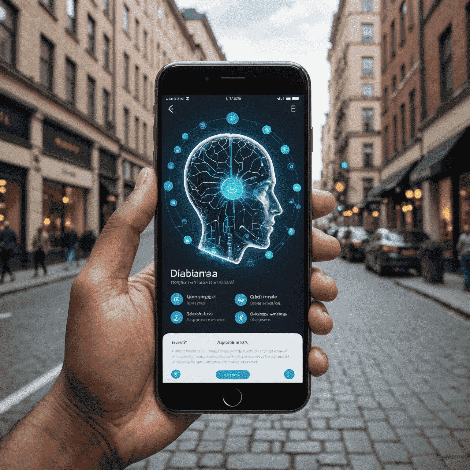 صورة توضيحية لدمج الذكاء الاصطناعي في تجربة المستخدم للهواتف المحمولة، تظهر واجهة ذكية تتكيف مع سلوك المستخدم